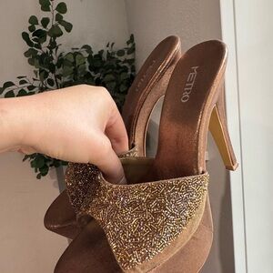 Metro Bronze Beaded Women's Heels